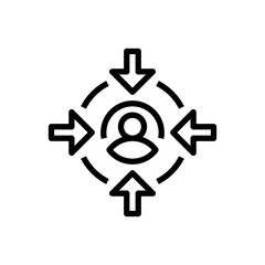 Target Customer Line Icon, Outline Symbol for Audience Selection, Niche Focus, Persona Identification, Market Segmentation, and Goal Aiming. Vector Sign Icon.