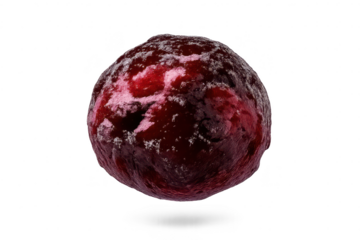 Red planet-like sphere on a transparent background for design uses.