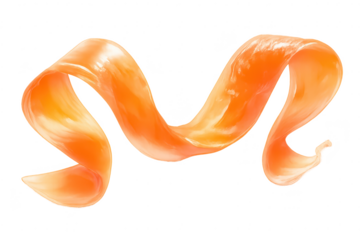 Abstract wave ribbon in orange on transparent background isolation shot