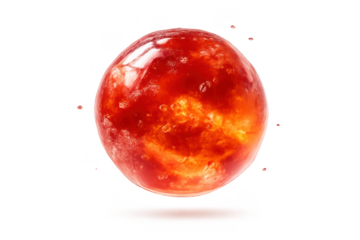 Fiery Sphere Isolated on transparent background, Red Hot Planet Orb