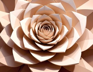 Close-up of a paper-like rose, geometric and layered