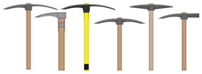 Various Mine Pickaxes Models Vectors