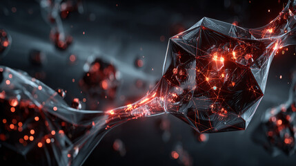 3D rendering abstract polygonal space low poly with connecting surface. Futuristic HUD background