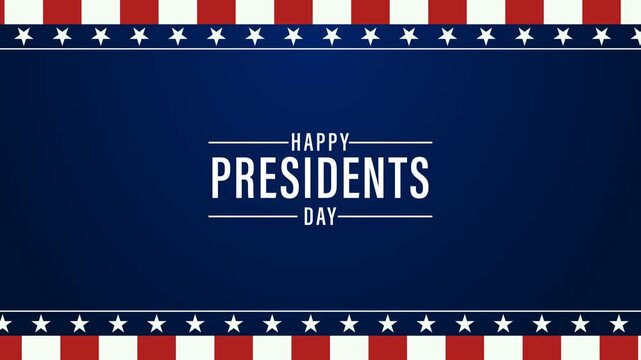 animation happy America presidents day with red, white, blue