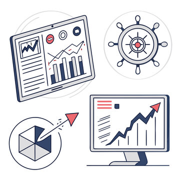 Finance Dashboard Nav Icons with Analytics and Insights Vector