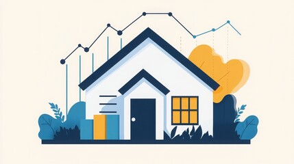Investment Portfolio Growth Illustration Featuring House and Financial Assets