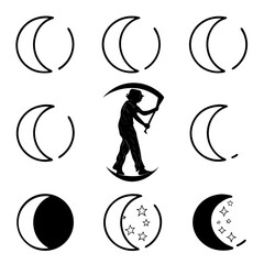 Silhouette of a witch with moon phases © MD MOGAMMEL HAQUE 