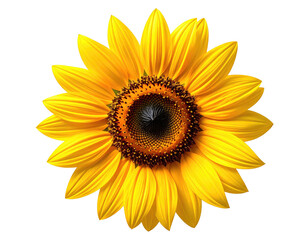 Naklejka premium Vibrant sunflower bloom, golden petals, dark center, close-up