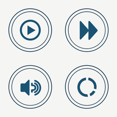 Tech Startup UI Navigation Icons with Fast Forward Button Vector