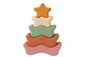 Stacking baby toy blocks with star top transparent background