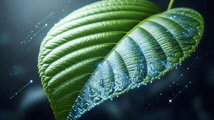 Green Technology Concept with Digital Circuit Leaf for Sustainable Innovation