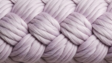 Intricate braided pattern of soft lavender yarn