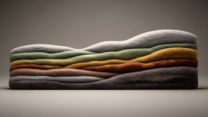Stacked textiles in subtle earth tones