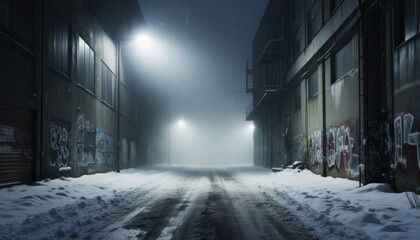 Foggy Alley With Graffiti