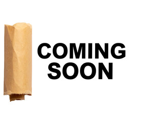 Rolled, tan paper scroll; torn edge; isolated background