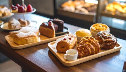 fresh baked pastries and breads in the bakery