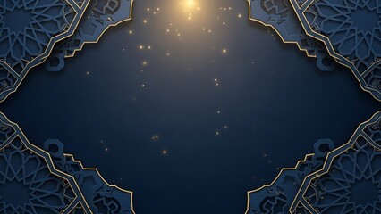 Ornate golden frame with intricate designs surrounds a starry night sky with a bright celestial body at the center