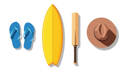 Australia Day Summer Beach Essentials Flat Vector Set