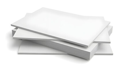 Stacked white pages featuring smooth surface, natural depth, soft shadows, and clean corporate layout for branding.