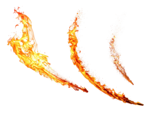 Three curved fiery streaks on black backdrop