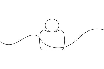 User profile icon continuous one line drawing on white background minimalist avatar account symbol outline vector illustration