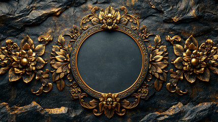 Close-up of golden Thai motifs surrounding a blank circle for logo placement 