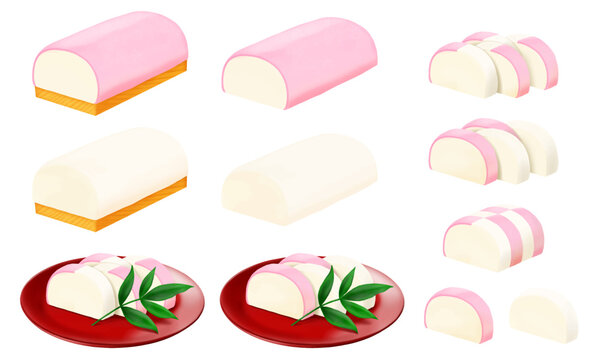 紅白のかまぼこ　板わさ　和食　練り物　おせち
