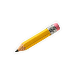 Yellow Pencil Sticker with Pink Eraser with transparent background