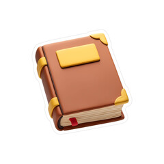 Classic Brown Book Sticker with Gold Accents with transparent background