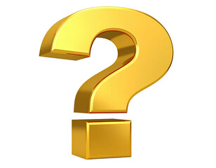 Golden, shiny question mark on a black background