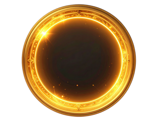 Gilded circle with glowing edges, central empty space