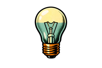 Retro Halftone Illustration of Vintage Bulb
