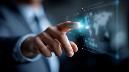 Businessman Interacting with Futuristic Digital Interface