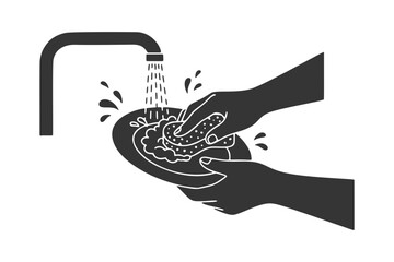 皿洗いをする手のシルエットアイコン