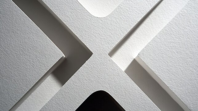 Minimalist White Paper Geometric Composition with Textured Surfaces & Shadows - Clean Design Background for Branding, Templates and Corporate Posters