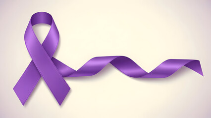 Purple awareness ribbon symbolizing support and solidarity on light background with purple ribbon and solidarity symbol and support symbol and hope