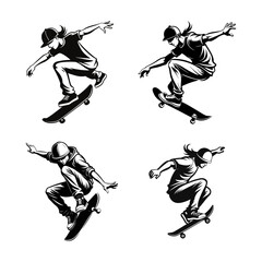 Dynamic Skateboarder Action Poses Collection