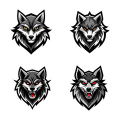 Aggressive Wolf Head Mascot Logos Collection