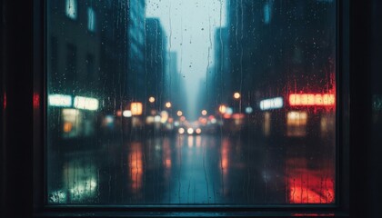 Rainy city window blur
