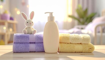 Baby Lotion Bottle with Small Bunny Toy