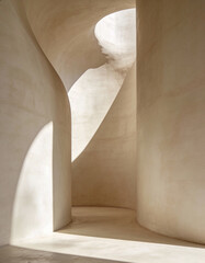 Soft Organic Shadows on Curved Neutral Walls, Architectural Minimal Background for Modern Branding, Interior Concepts, Editorial Design, Premium Presentations, and Contemporary Visual Use