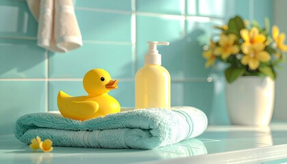 Baby Bath Products on Tiled Counter