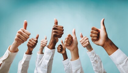 Diverse Group of People Showing Thumbs Up Gesture in Unity and Approval