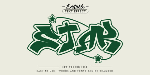 Editable text effect on green star text.