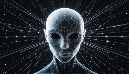 Futuristic alien head portrait