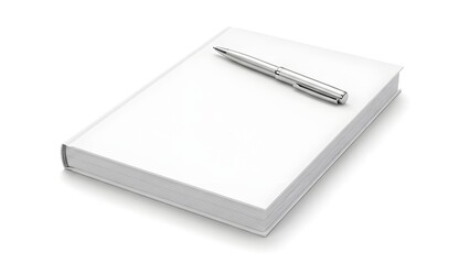 Modern White Book and Pen Mockup for Clean Professional Branding Presentation.