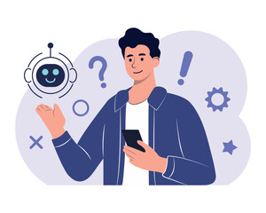 Character using artificial intelligence vector illustration