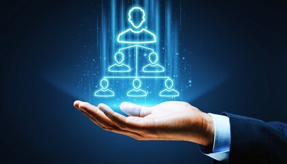 Digital Human Resources Management and Team Leadership Concept with Virtual People Icons