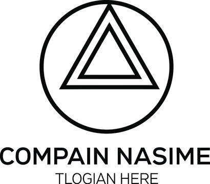 Minimalist black and white line art logo featuring a concentric triangle inside a circle perfect for modern corporate branding needs