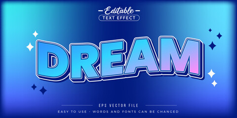 Blue dream text, editable text effect.